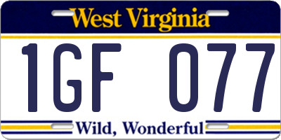 WV license plate 1GF077