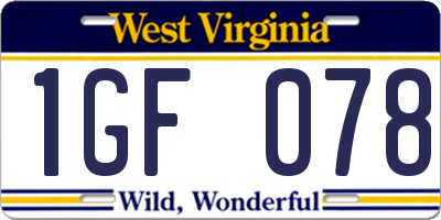 WV license plate 1GF078