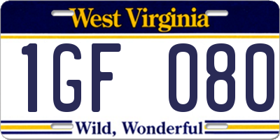 WV license plate 1GF080