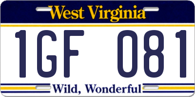 WV license plate 1GF081