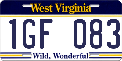 WV license plate 1GF083