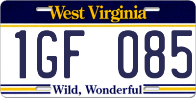 WV license plate 1GF085