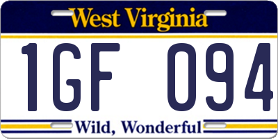 WV license plate 1GF094