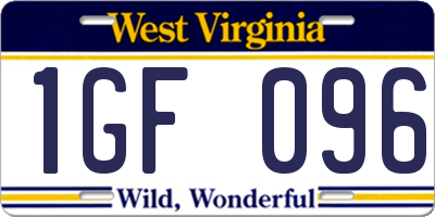 WV license plate 1GF096