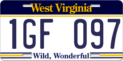 WV license plate 1GF097