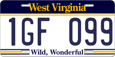 WV license plate 1GF099