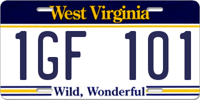 WV license plate 1GF101
