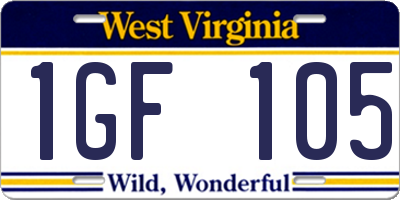 WV license plate 1GF105