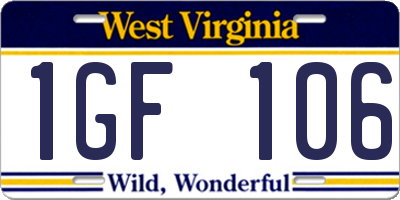 WV license plate 1GF106
