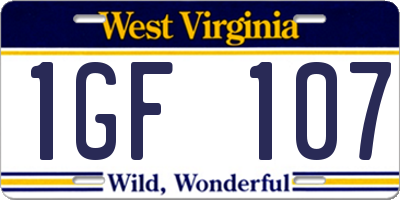 WV license plate 1GF107