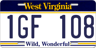 WV license plate 1GF108