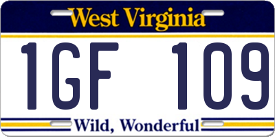 WV license plate 1GF109