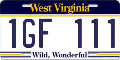 WV license plate 1GF111