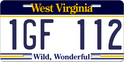 WV license plate 1GF112