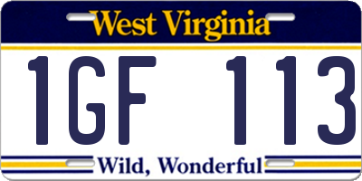 WV license plate 1GF113