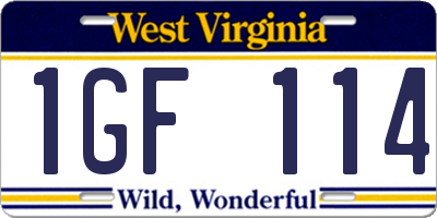 WV license plate 1GF114