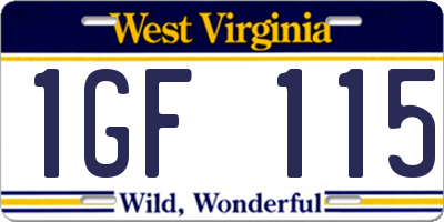 WV license plate 1GF115