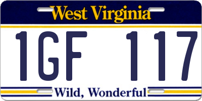 WV license plate 1GF117