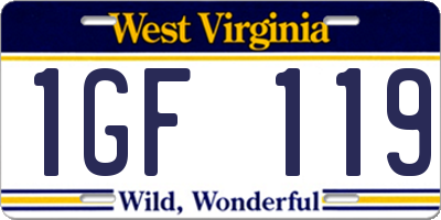 WV license plate 1GF119