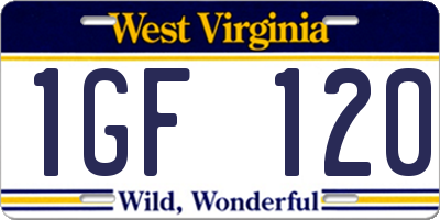 WV license plate 1GF120