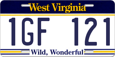 WV license plate 1GF121