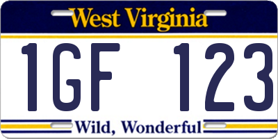 WV license plate 1GF123