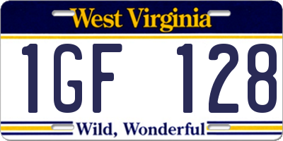 WV license plate 1GF128
