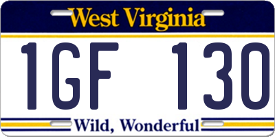 WV license plate 1GF130