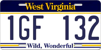 WV license plate 1GF132