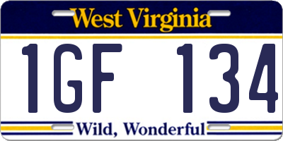 WV license plate 1GF134