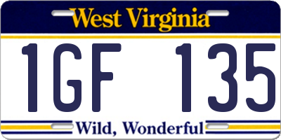 WV license plate 1GF135