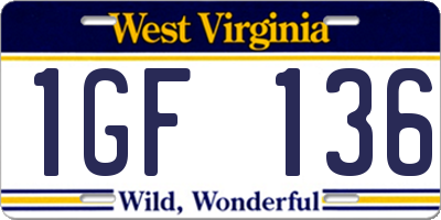 WV license plate 1GF136