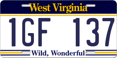 WV license plate 1GF137