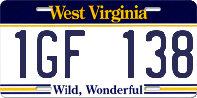 WV license plate 1GF138