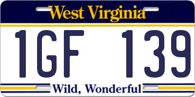 WV license plate 1GF139
