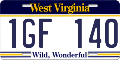 WV license plate 1GF140