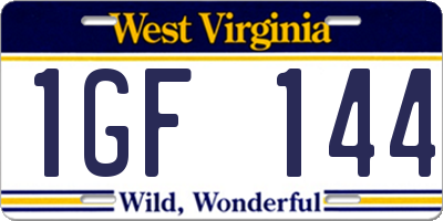 WV license plate 1GF144