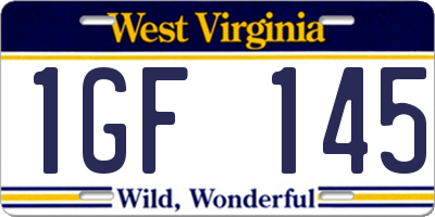 WV license plate 1GF145