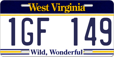 WV license plate 1GF149