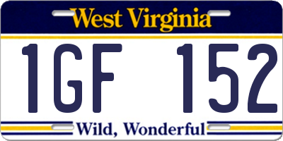 WV license plate 1GF152