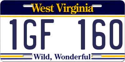 WV license plate 1GF160