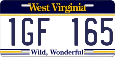 WV license plate 1GF165