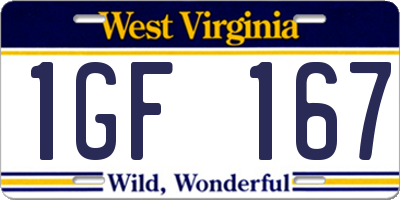 WV license plate 1GF167