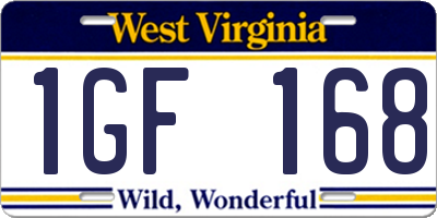 WV license plate 1GF168