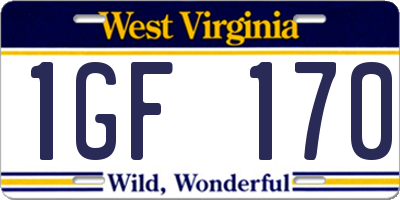 WV license plate 1GF170