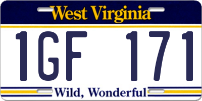 WV license plate 1GF171