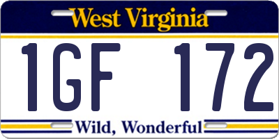 WV license plate 1GF172