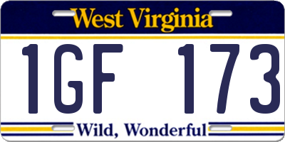 WV license plate 1GF173