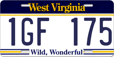 WV license plate 1GF175