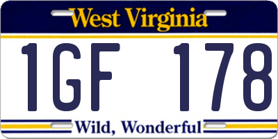 WV license plate 1GF178